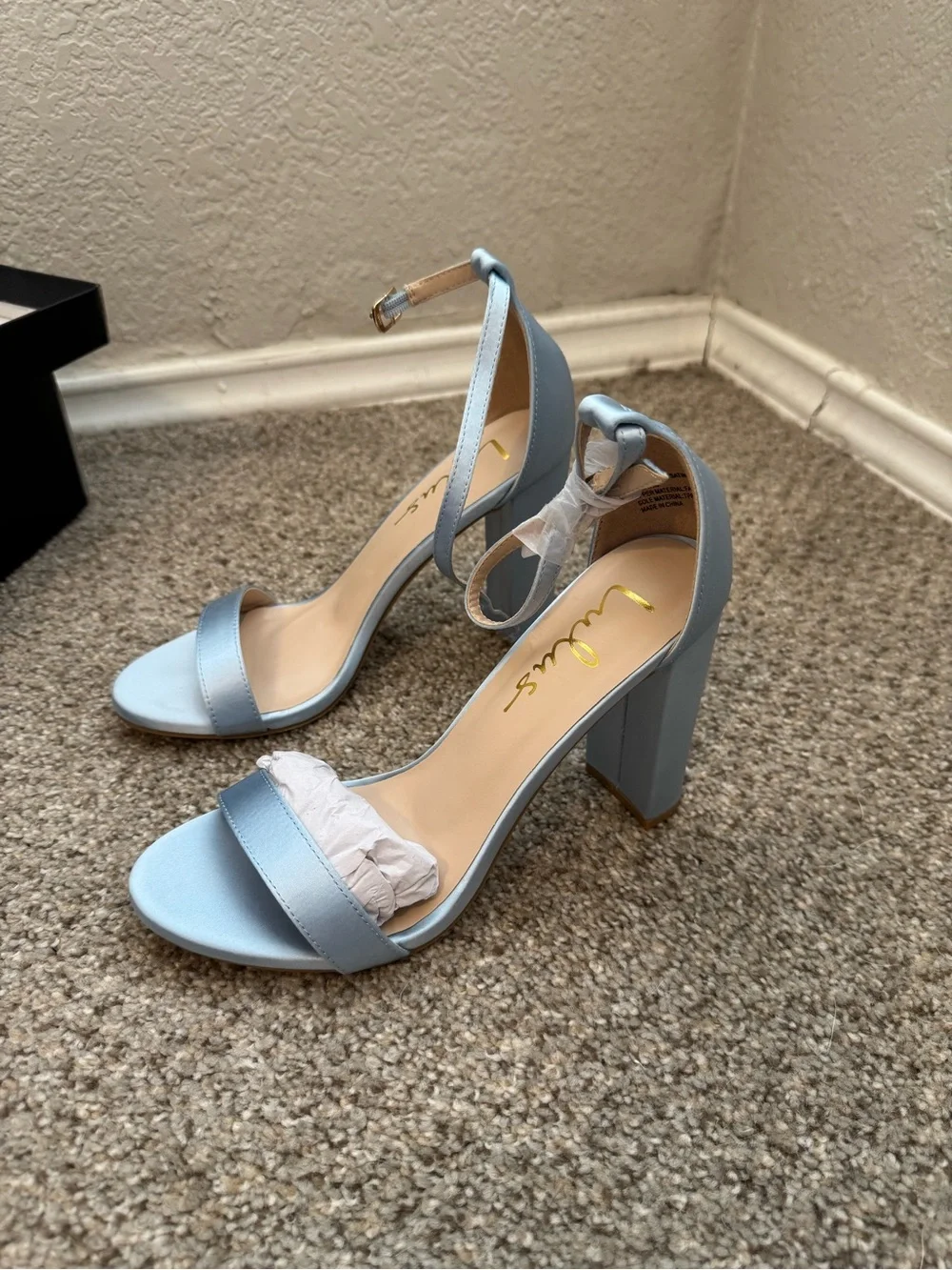 Lulus Taylor Baby Blue Satin Ankle Strap Heels
